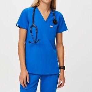 Figs Royal blue scrub top